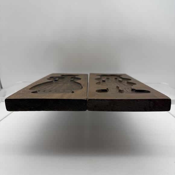 Pair 14” Vintage Wooden Cookie Molds German Dutch Carved Wood Wall Decor Kitchen - Picture 12 of 15